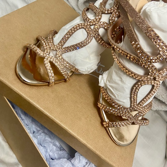 CHRISTIAN LOUBOUTIN RENEE glitter/swarovski rose gold 85 mm 38 size - Picture 3 of 16